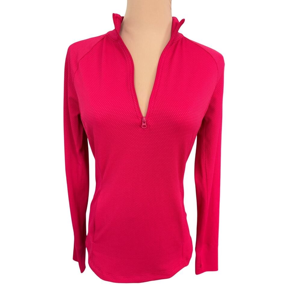 Tommy Bahama Racquet & Paddle Bright Red Small Pink Quarter Zip Pullover Top